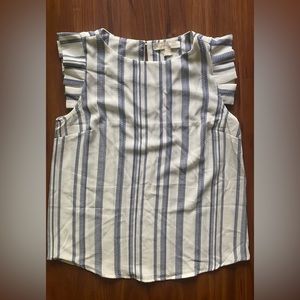 Womens Monteau Work Blouse flattering white and navy blue